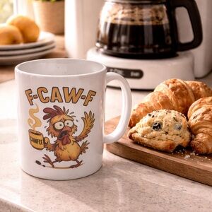 New in Box 14 oz Coffee Mug with crazy chicken 🐔 and funny adult humor